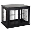 Modern Wooden Dog Crate Furniture Double Door for Small Dogs Stylish Black