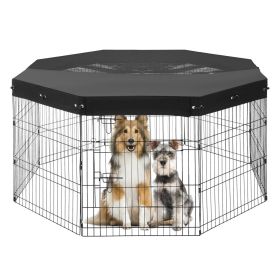 VEVOR Dog Playpen, 8 Pcs 30"H x 24"W Panels Foldable Metal Pet Exercise Pen, Dog Fence Indoor and Outdoor Pen with Door, 600D Oxford Fabric Top Cover