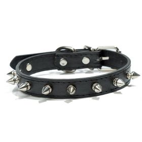 Anti-Bit Pet Necklace; Durable Dog Rivet Collar For Puppy; Pet Supplies (Color: Black, size: L)